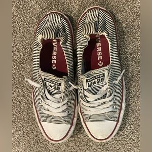 Black and White Striped Converse Flat Shoes